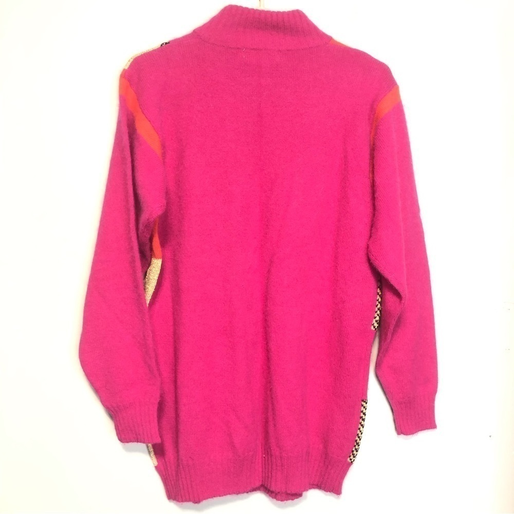 Vintage Wool Angora Patchwork Card Suits Beaded Mock Neck Sweater, size 40 (M/L) - Picture 6 of 10